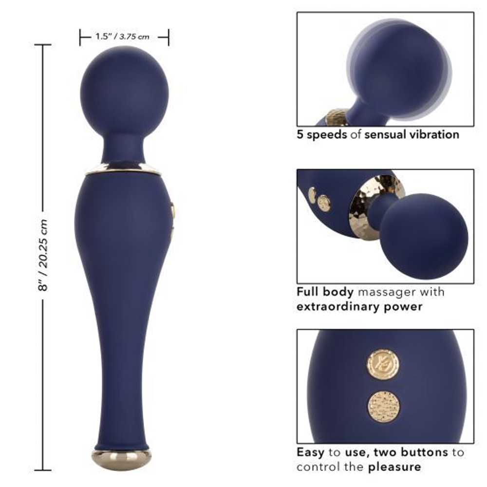 Синий клиторальный вибромассажер Chi­c Poppy - 20,25 см. (Цвет: синий)