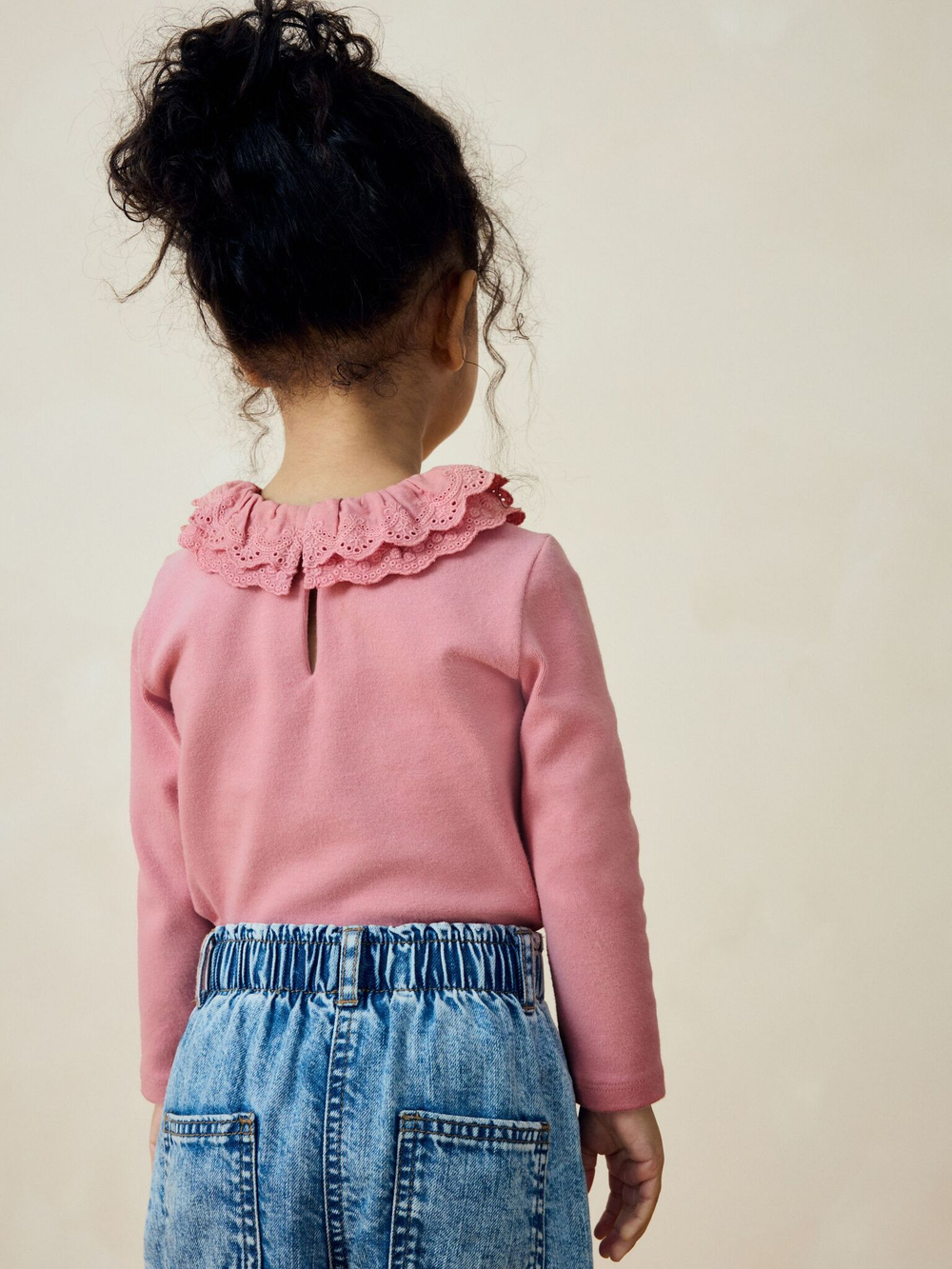 Лонгслив с воротником для девочки Next B87-598, Розовый