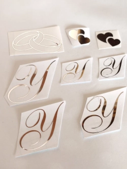 Наклейки свадебные зеркальное серебро инициалы " У "