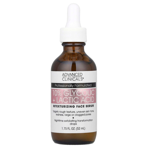 Advanced Clinicals, сыворотка с 10% гликолевой и молочной кислотой, 52 мл (1,75 жидк. унции)