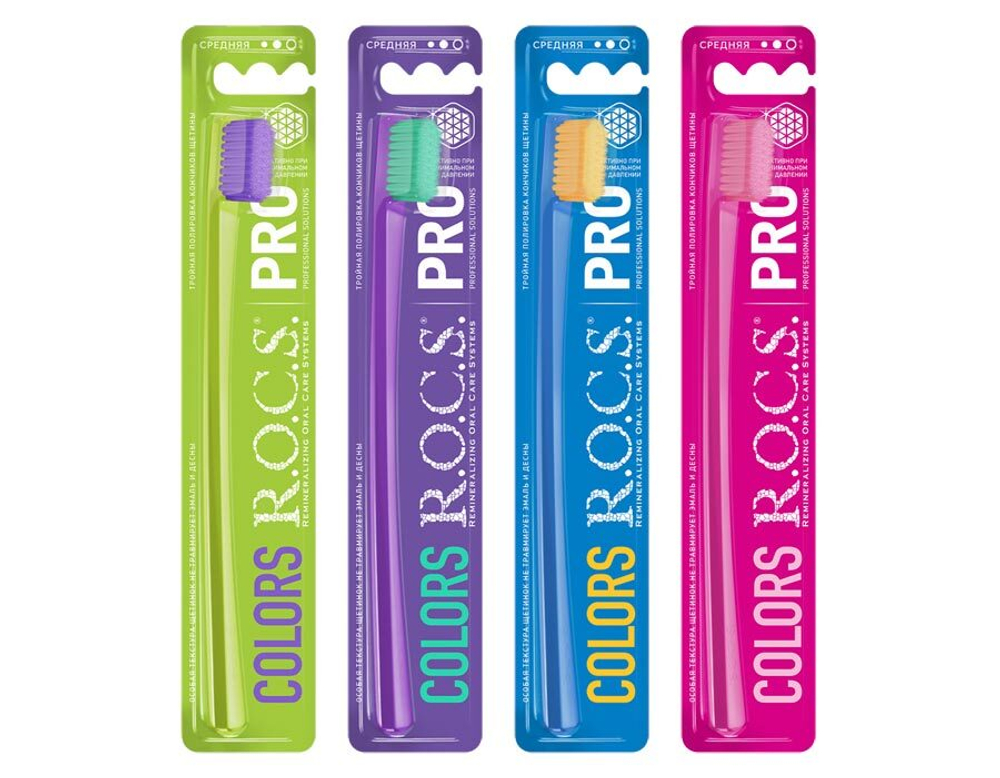 Зубная щетка ROCS PRO Colors средняя