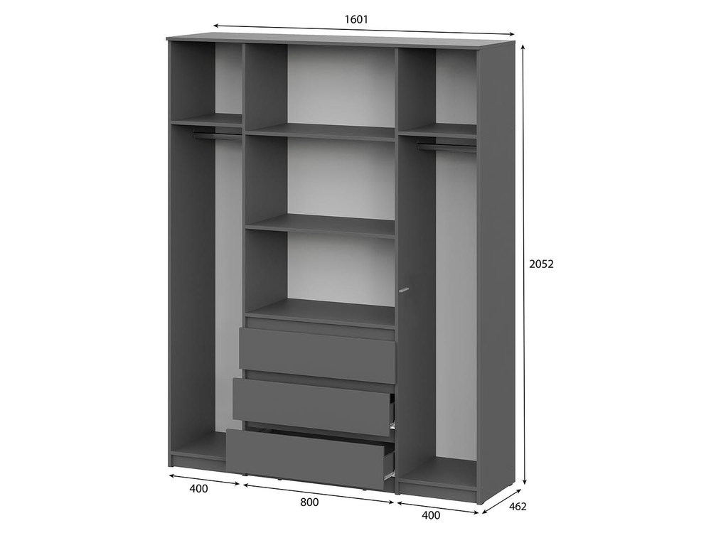 Денвер шкаф четырехстворчатый / Графит серый