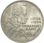 Germany, 5 Mark 1974 – Immanuel Kant Commemoration (Munich Mint - "D"), AU