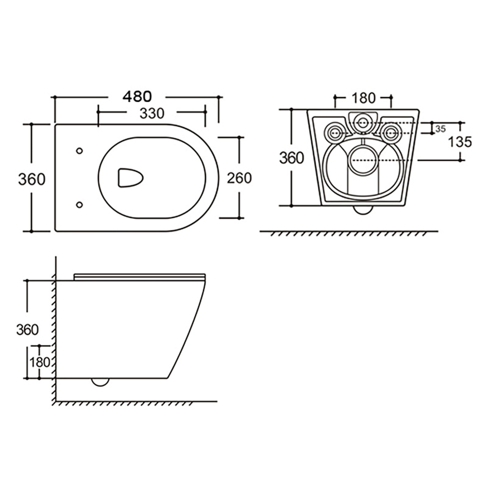 Унитаз подвесной Azario VELA 360х480х360 безободковый, система смыва "Торнадо", с быстросъемным сиденьем "Микролифт", черный матовый (AZ-2480MB)