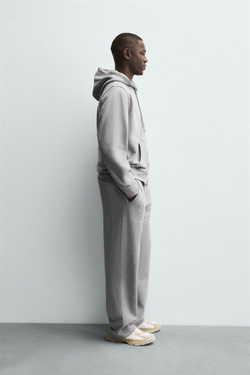 ZARA ТОЛСТОВКА НА МОЛНИИ HEAVY WEIGHT, СЕРЫЙ МЕЛАНЖ