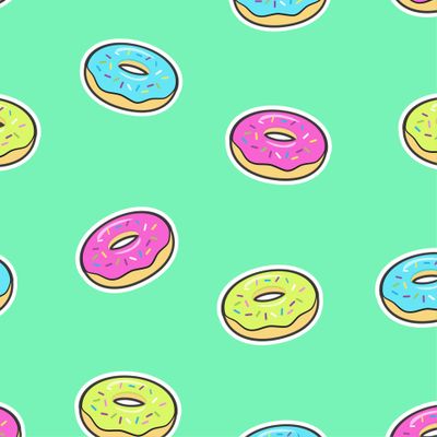 Пончики (зеленый фон)
