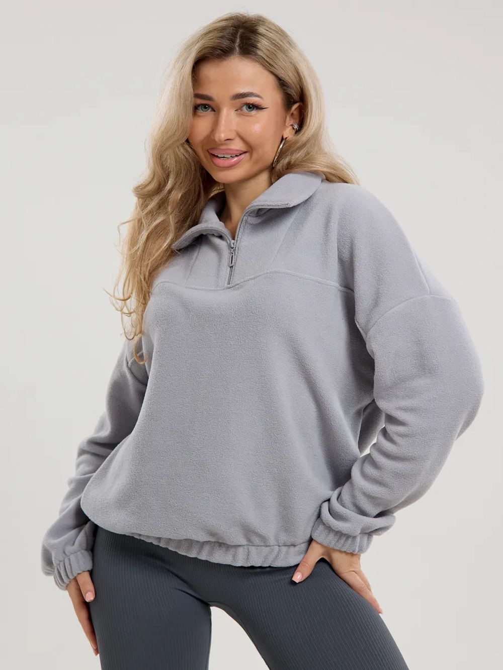 Кофта флисовая теплая толстовка больших размеров оверсайз