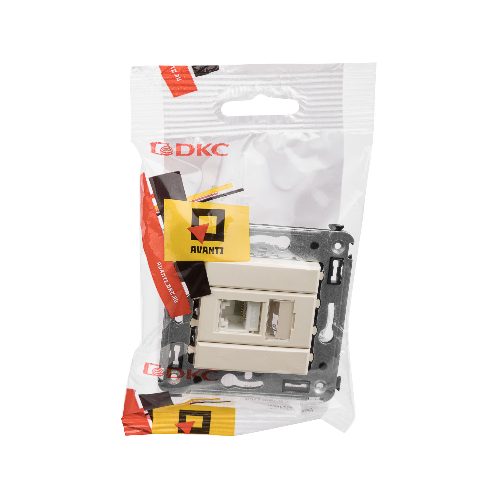 Компьютерная розетка RJ-45 в стену, кат.6А одинарная, "Avanti", "Ванильная дымка"
