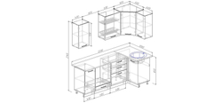 Кухонный гарнитур угловой Муссон 2200х1000 столешница 26 мм