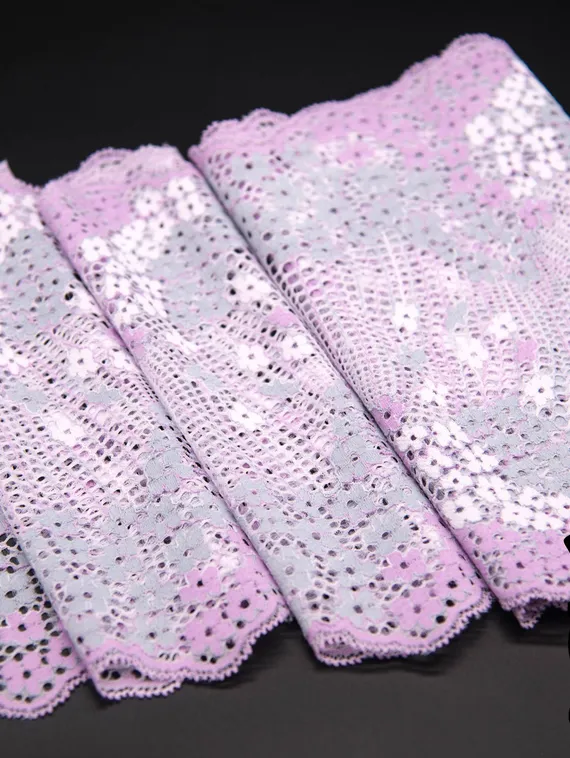 01-50 Кружево шантильи 22 см, лиловый/серый