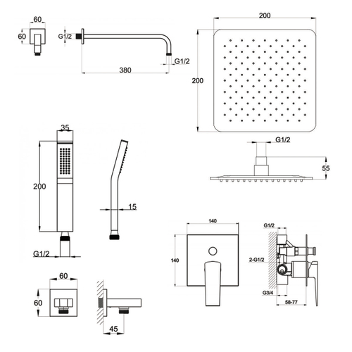 Душевой комплект BelBagno Arlie ARLIE-DSET-CRM 1 режим хром