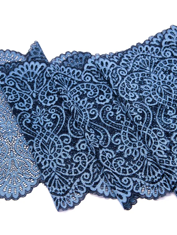 03-251 Кружево эластичное 22 см, темно-синий/голубой