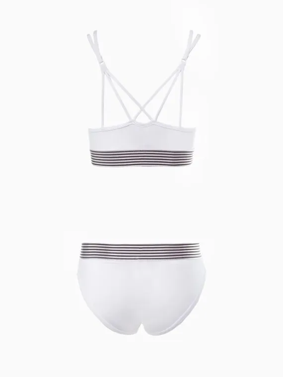 Комплект женский (топ с тонкими лямками, трусы), цвет белый МИКС, размер 42-44