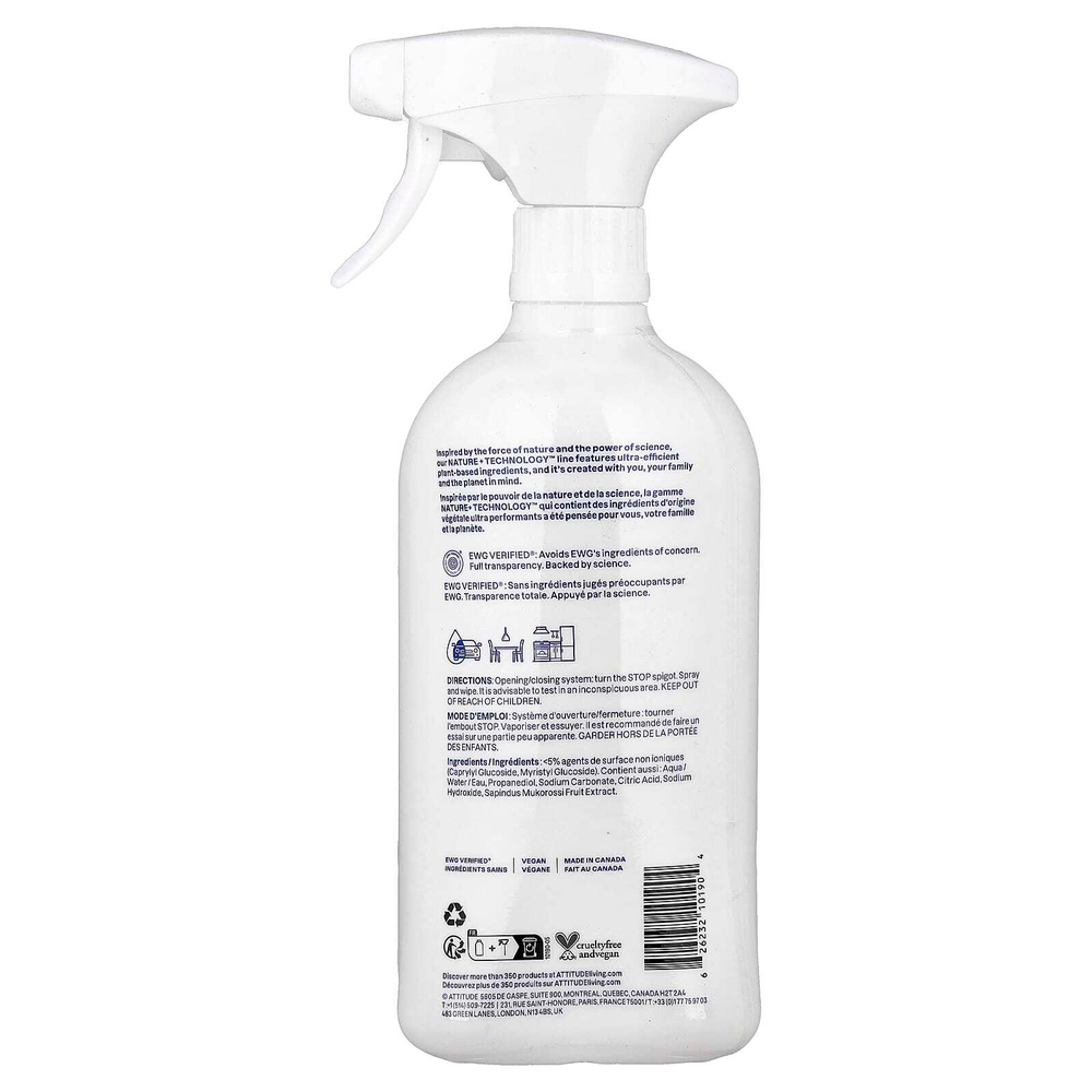 ATTITUDE, Nature + Technology™, универсальное очистительное средство, без запаха, 800 мл (27,1 жидк. унции)