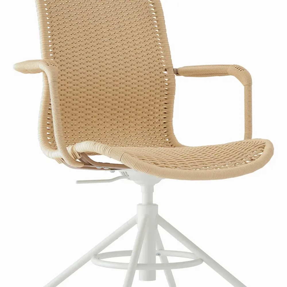 Вращающееся кресло с подлокотниками - IKEA STIGBYGEL /СТИГБЕЙГЕЛ ИКЕА, светло-коричневый/белый