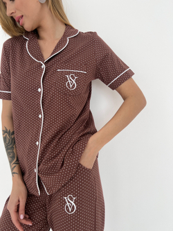 Пижама VS горох шоколад (рубашка +брюки)