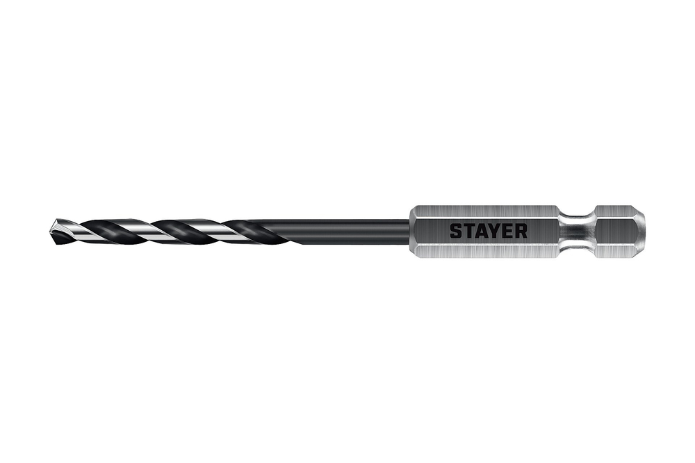 STAYER НЕХ-1/4″, d 4.5 х 103 мм, сверло по металлу для винтовёртов и шуруповертов IMPACT READY (29603-4.5)