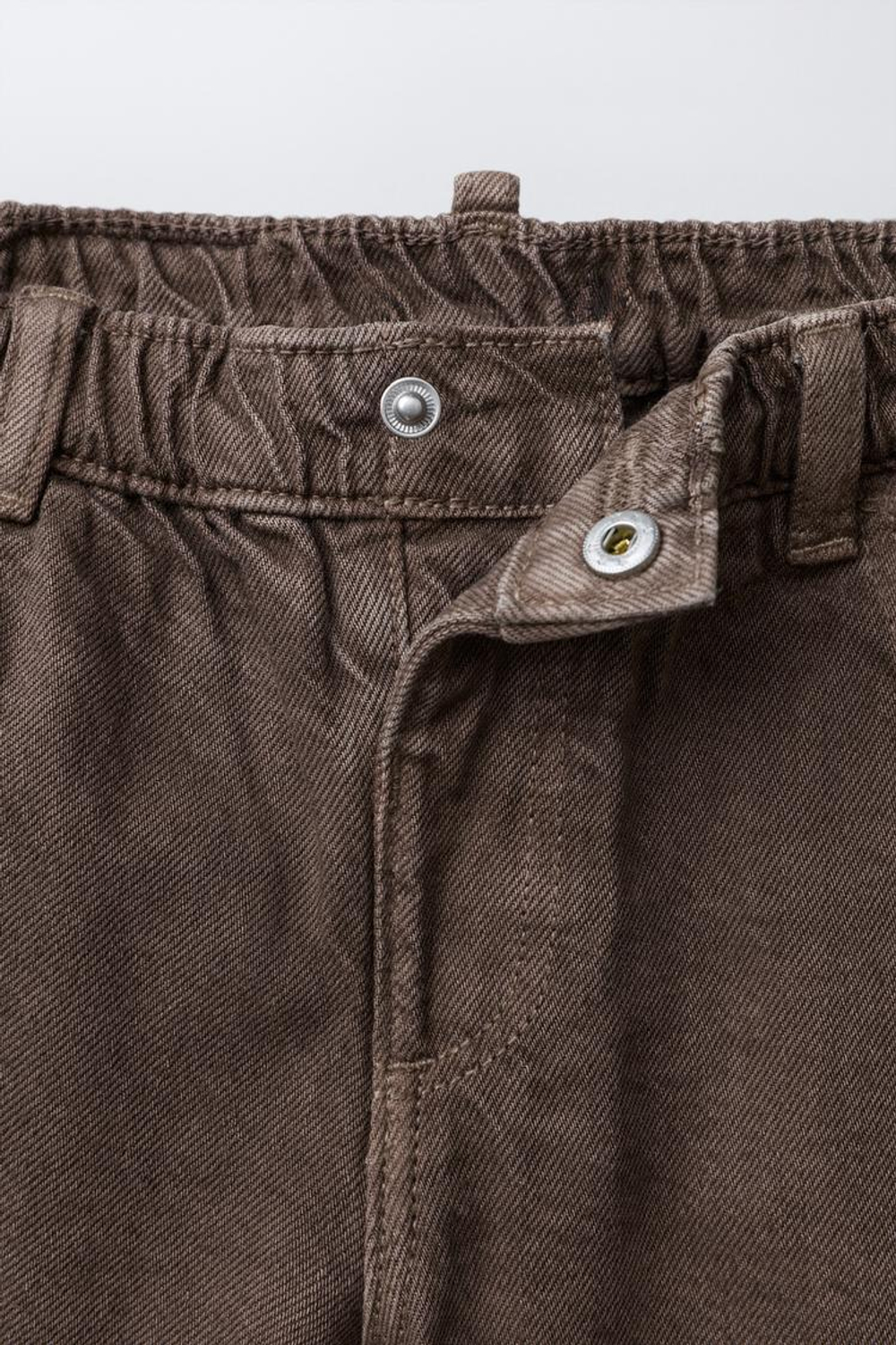 ZARA БРЮКИ BAGGY ИЗ ТВИЛА, КОРИЧНЕВЫЙ