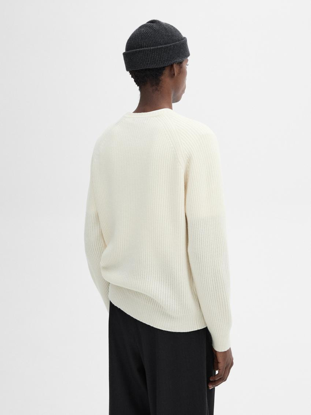 Massimo Dutti Свитер из смесовой шерсти, натуральный, кремовый