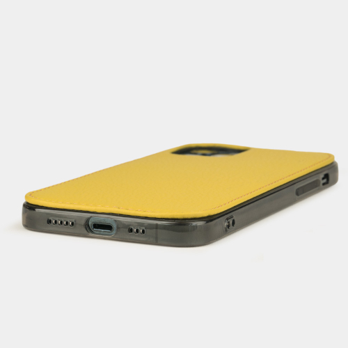 Накладка для iPhone 12/12Pro из кожи теленка, желтого цвета