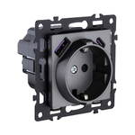 Розетка штепсельная SCHUKO 16A/250 В с USB A+C 20W, серый Kollinger Asthetik AS-016GY