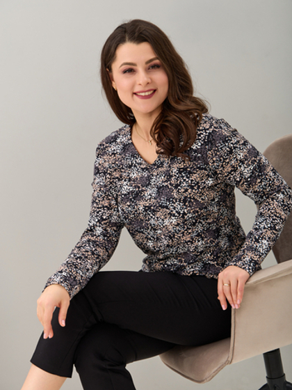 Лонгслив ЛНкл-080/черный-бежабстракция