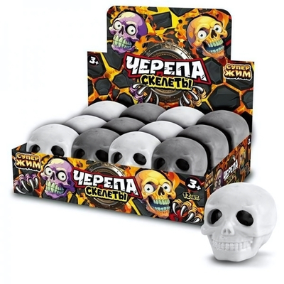Антистресс "Череп" 6*5.5см, цвета в ассорт. Супер Жим ZYP23120904-13-RU (Играем вместе)