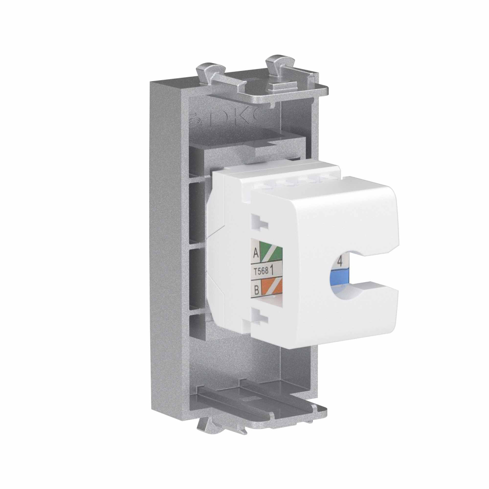 Телефонная розетка RJ-12 без шторки модульная, "Avanti", "Закаленная сталь", 1 модуль