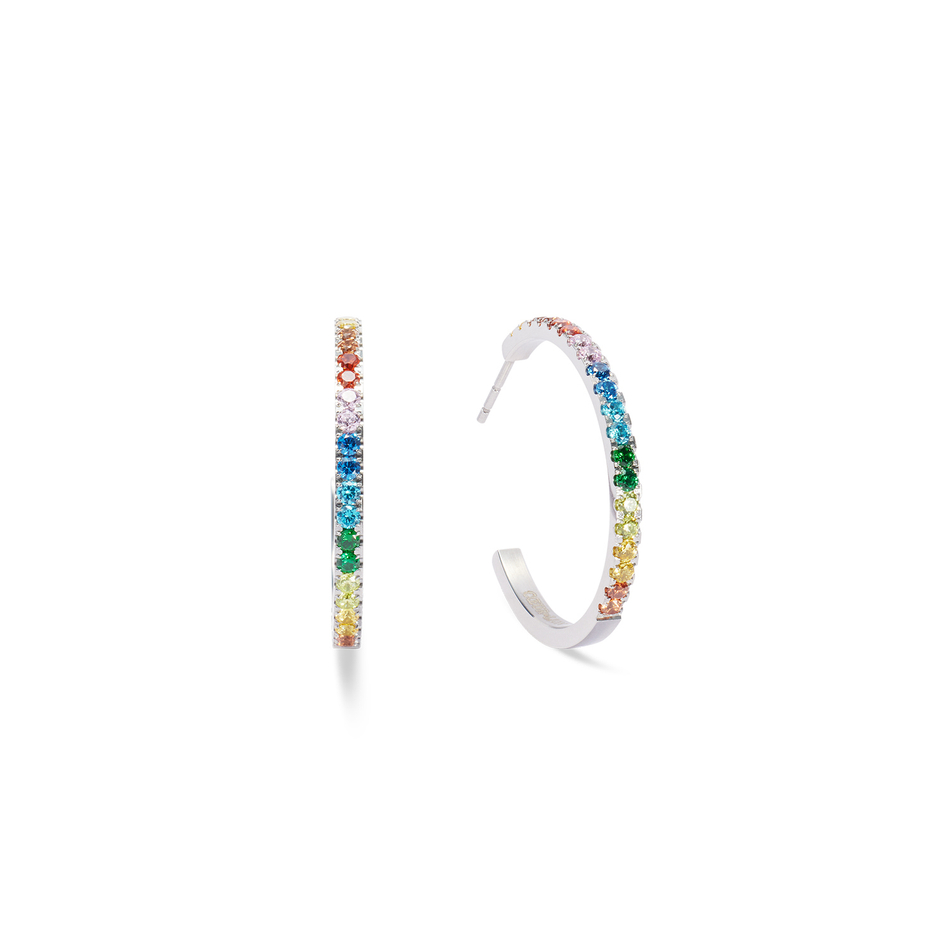 Серьги Coeur de Lion Hoop Multicolour Silver 30мм 0147/23-1517