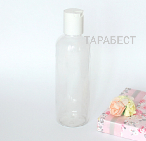 Флакон 200 мл пластик прозрачный с крышкой диск топ