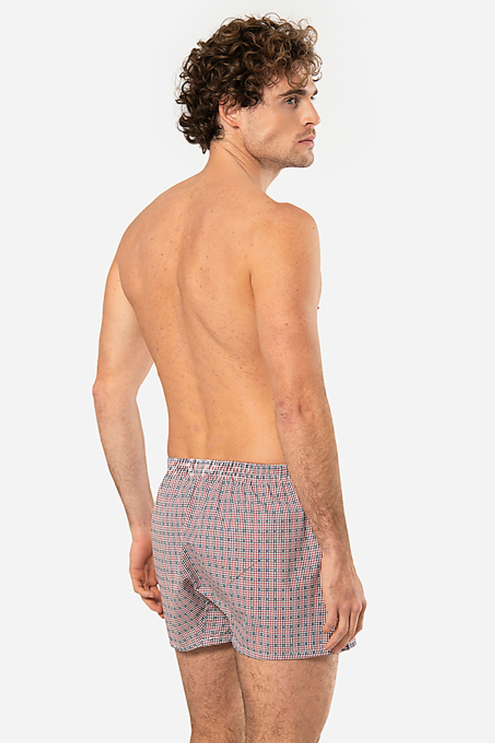 Трусы мужские боксеры красный с синим клетка