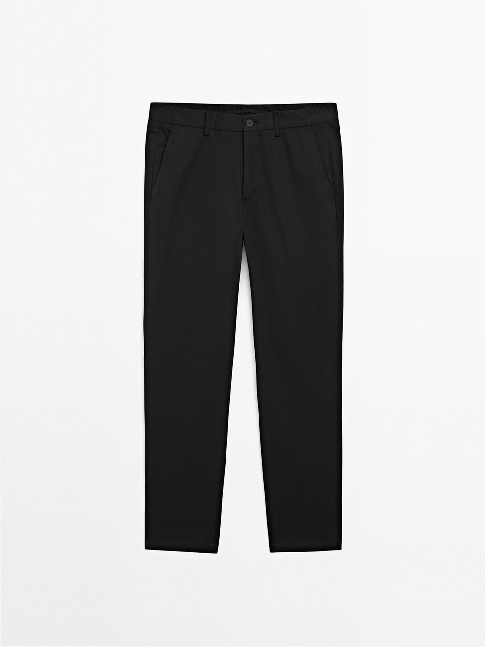 Massimo Dutti Зауженные брюки из хлопковой смесовой ткани, черный