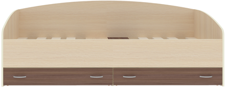 Кровать с выкатными ящиками КарИВи Кадет  Дуб Молочный Бодего Темный