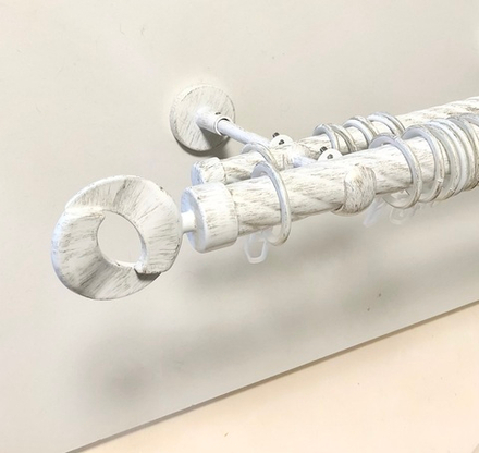 Карниз кованый витой для штор Ост Мебиус d 25/16 двухрядный, цвет белое золото