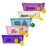 Пенал - косметичка Alingar, ПВХ, молния, брелок, 210 х 80 х 40 мм, "Фрукт", микс (фиолет,роз,голуб,бел,сирен)