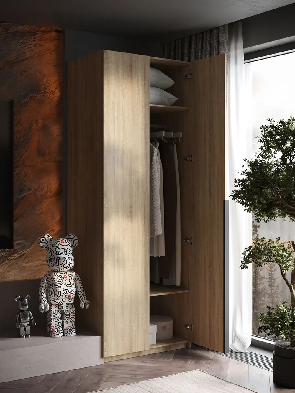 Шкаф Распашной Бежевый 81х220x52,5 SOHO