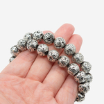 Лава вулканическая натуральная с металлическим гальваническим покрытием, 10,6мм, шар