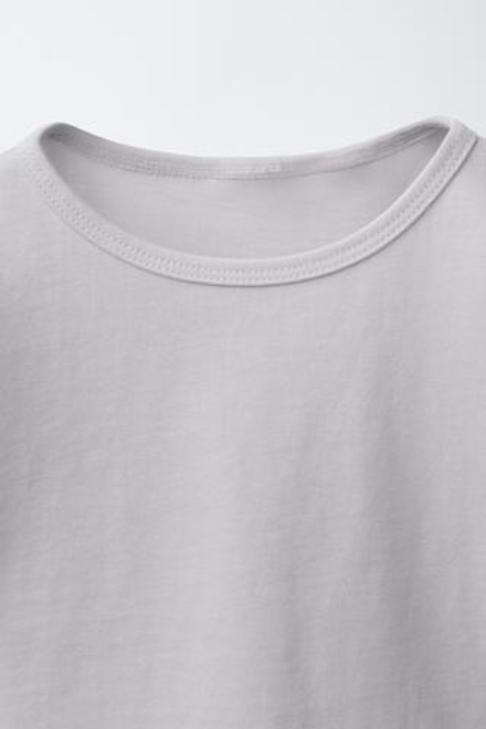 ZARA ОДНОТОННАЯ ФУТБОЛКА, СЕРО-КОРИЧНЕВЫЙ