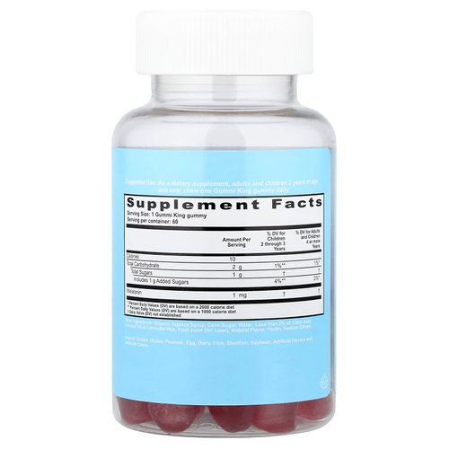 GummiKing, мелатонин для детей, со вкусом клубники, 1 мг, 60 жевательных мармеладок