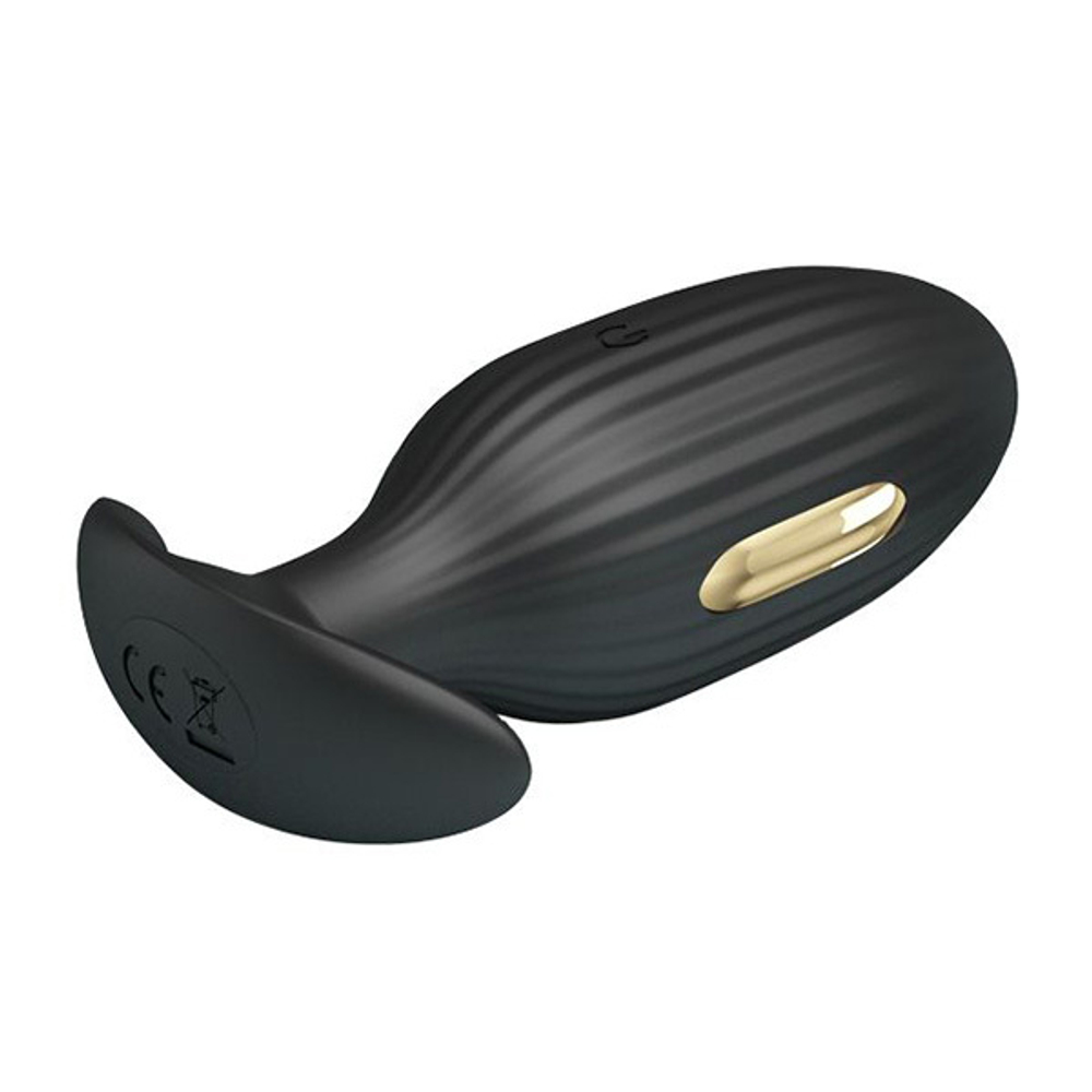 Черная анальная вибропробка 9,2см с электростимуляцией Pretty Love Jefferson BI-040083HP