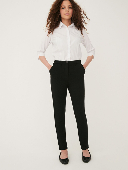 Брюки школьные узкие с высокой талией для девочки Next 832-814, Черный