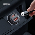 Автомобильное зарядное устройство Crystal USB A + USB-C, PD, QC 3.0, 30Вт, прозрачный, черный