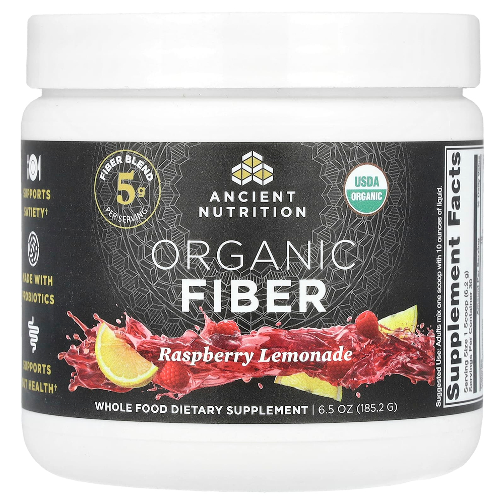 Ancient Nutrition, Органическая клетчатка, малиновый лимонад, 185,2 г (6,5 унции)