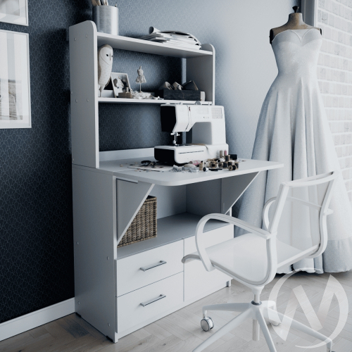 Стол компьютерный/Стол швейный СП-1 (белый поры дерева)