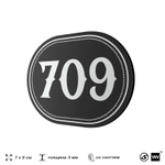 Номерок на дверь квартиры 709, для кабинета, офиса, шильдик 9 х 7 см, черный, Айдентика Технолоджи