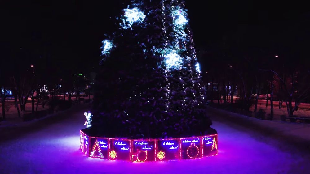 светодиодное / световое ограждение для новогодних больших  уличных елок