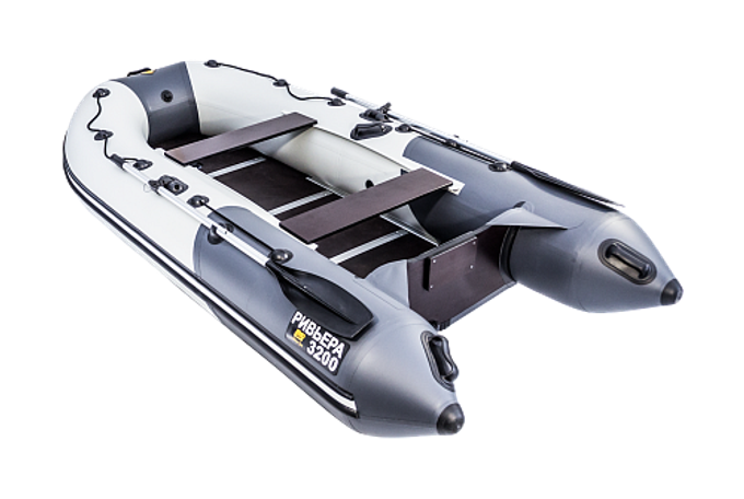 Лодка ПВХ Ривьера Компакт 3200 СК "Комби" светло-серый/графит