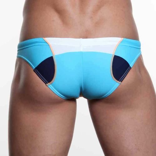 Мужские плавки брифы белые с синими вставками Seobean Swim Brief