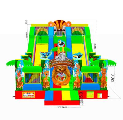 Коммерческий надувной батут «Звериная команда», 9х5х5 м