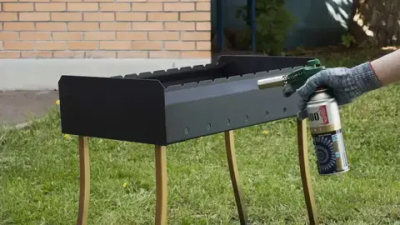 Термостойкая аэрозольная краска для металла "Эмаль KUDO HEAT RESISTANT", антикоррозийная в баллончике, Черная матовая KU-5002